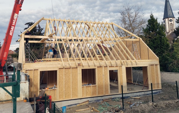 Construction ossature bois - toit